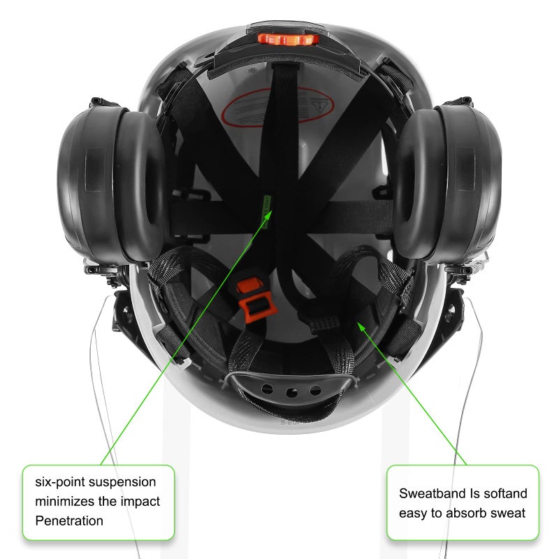 GREEN DEVIL Forestry Safety Helmet Chainsaw Helmet with Polycarbonate Full Clear Visor and Ear Muffs 3 in 1 Forestry Hard Hat - Image 4